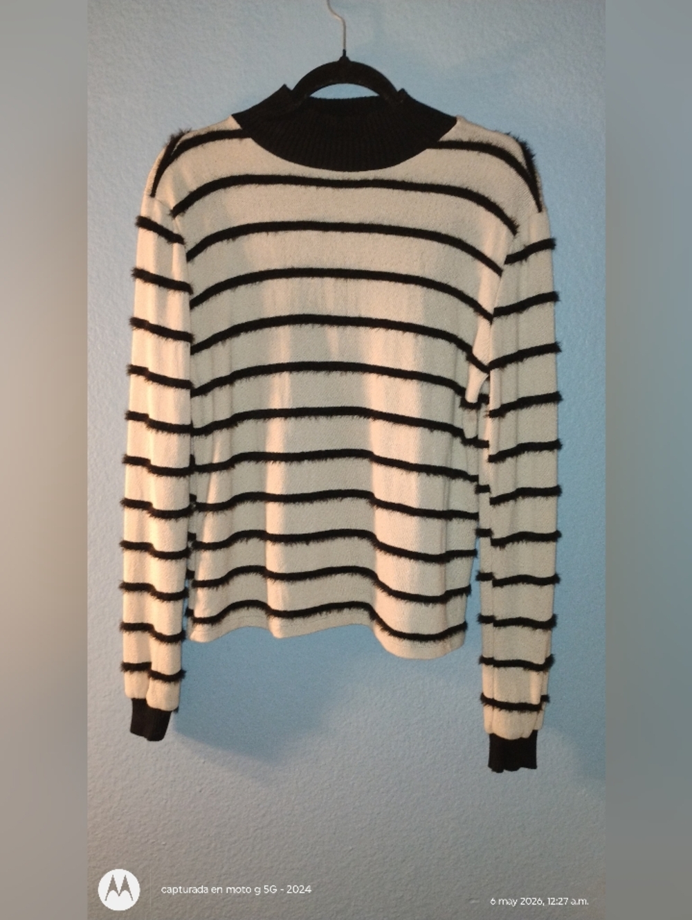 Zara Cream Sweater with Black Stripes